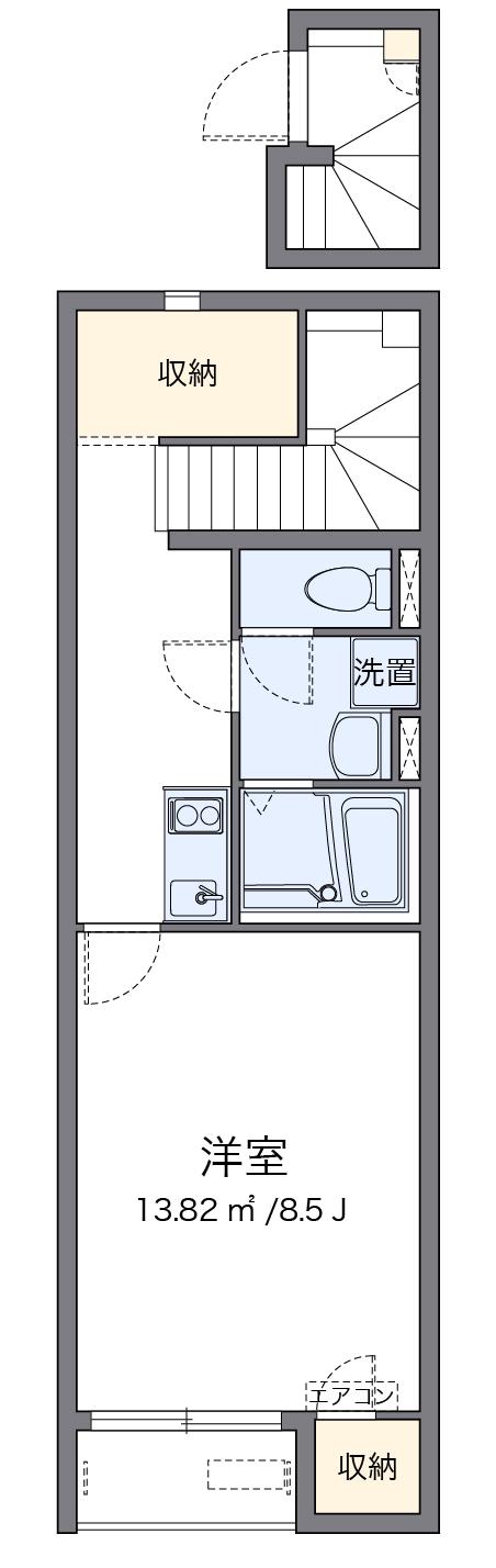 クレイノガーデン晴花(1K/2階)の間取り写真