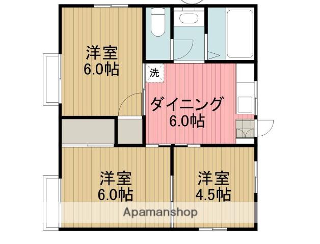 ドゥ・ファミールB(3DK/1階)の間取り写真