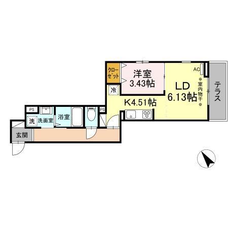 ロゼ 清新(1LDK/1階)の間取り写真