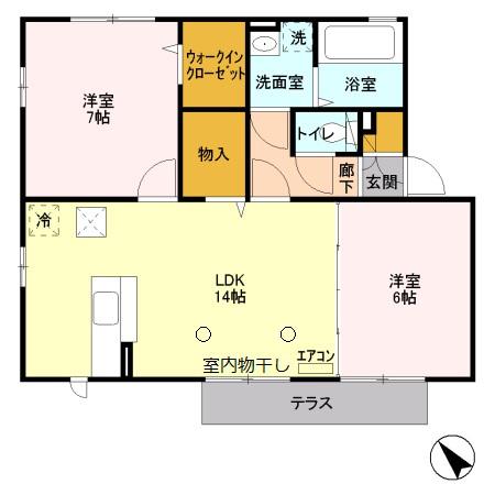 GRAND COURT東橋本(2LDK/1階)の間取り写真