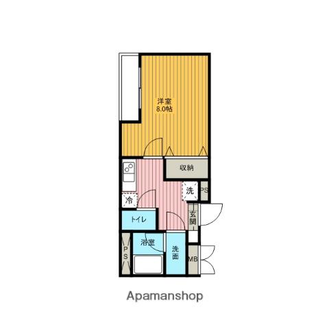 NIHAN(1K/8階)の間取り写真