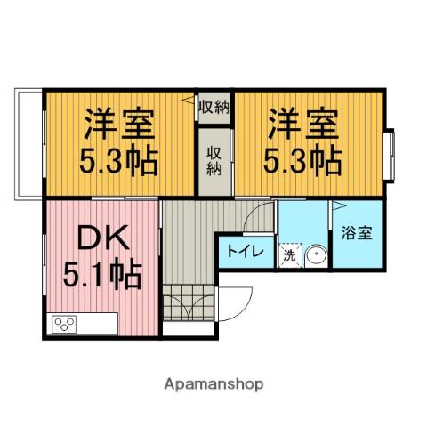 ペルテ並木A(2DK/2階)の間取り写真