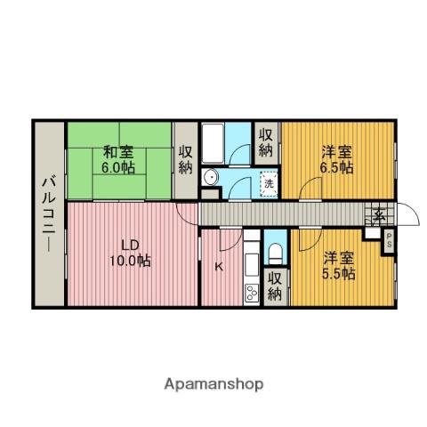 フレール中央林間(3LDK/3階)の間取り写真