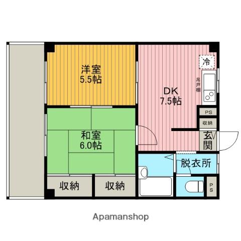 ピオニー・Ⅰ(2DK/1階)の間取り写真