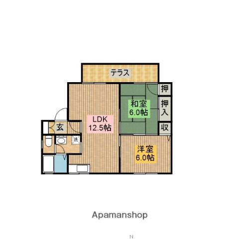 ファミール(3DK/2階)の間取り写真