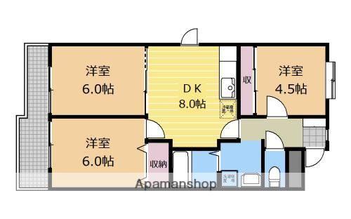 ヴィラ・イースト(3DK/1階)の間取り写真