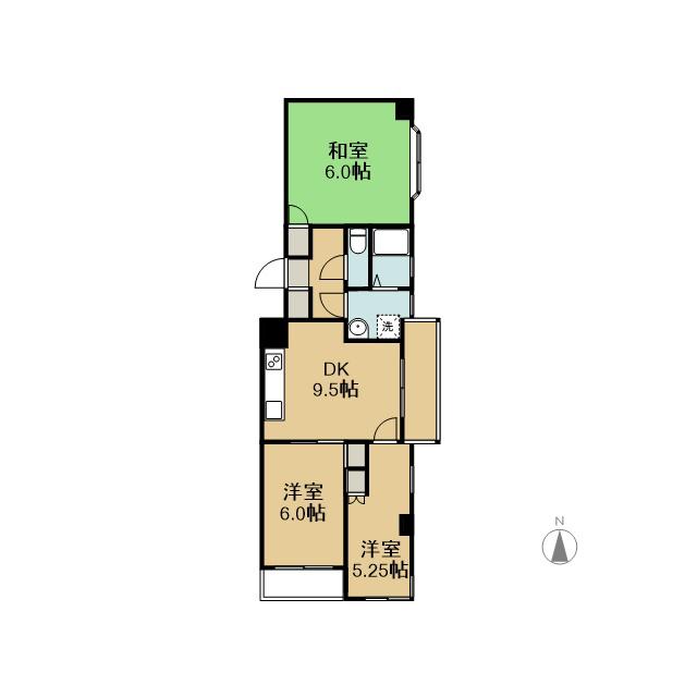 グリーンゲイブルス(3DK/2階)の間取り写真