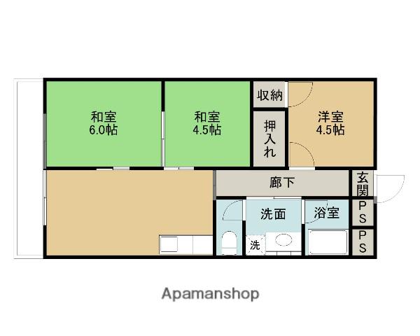 アパートメント松ヶ枝Ⅱ(3DK/3階)の間取り写真