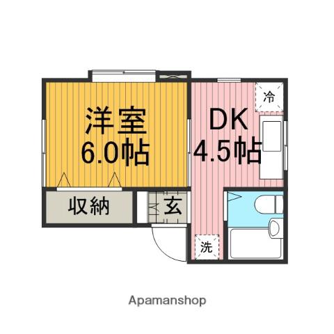 シャトレ東林間(1DK/2階)の間取り写真