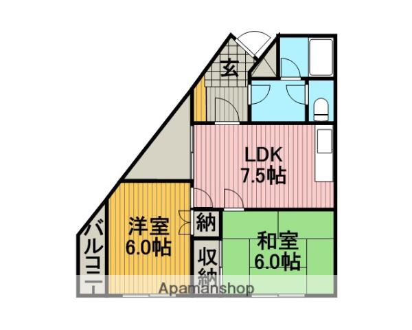 シェルハウス相武台(2LDK/4階)の間取り写真