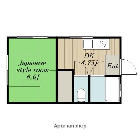 みゆきコーポ(ワンルーム/2階)の間取り写真