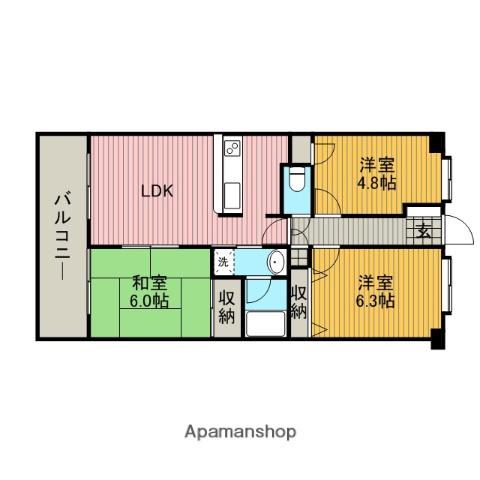 クリオ小田急相模原参番館(3LDK/2階)の間取り写真