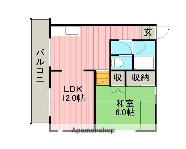 エヴァンス上鶴間B(1LDK/2階)の間取り写真