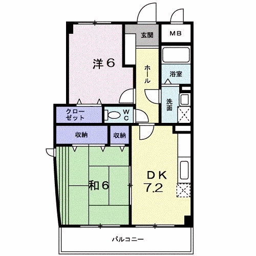 パレ・マ-ヴェラス(2DK/2階)の間取り写真