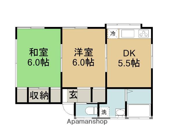 柴原アパート(2K/2階)の間取り写真