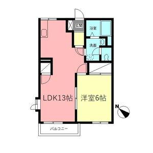 ロワール上河内Ⅱ(2DK/2階)の間取り写真