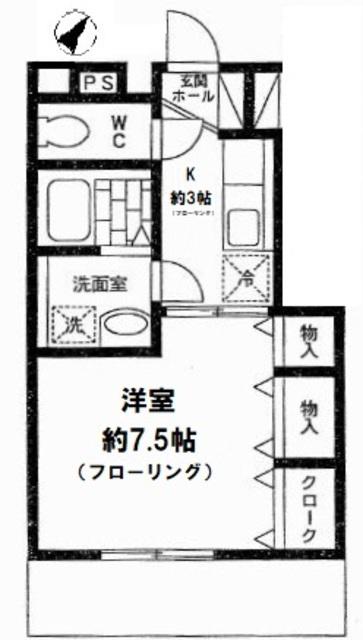 ブルックレット(1K/1階)の間取り写真
