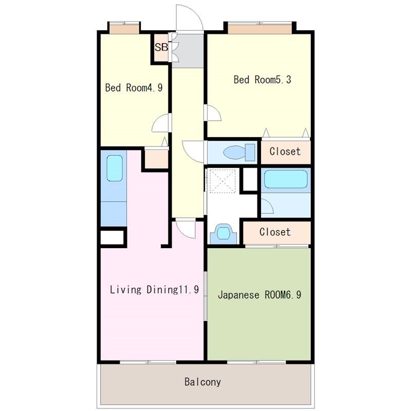 クラーロエスパシオ(3LDK/3階)の間取り写真