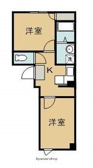 第13明智ビル(2K/3階)の間取り写真