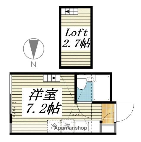 セブンハイツ(ワンルーム/2階)の間取り写真