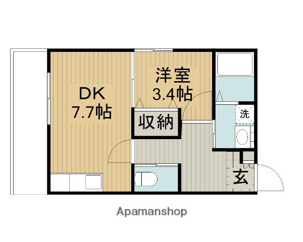 インベストメント(1DK/3階)の間取り写真