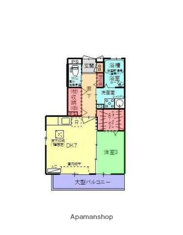 シャンボール(1DK/2階)の間取り写真