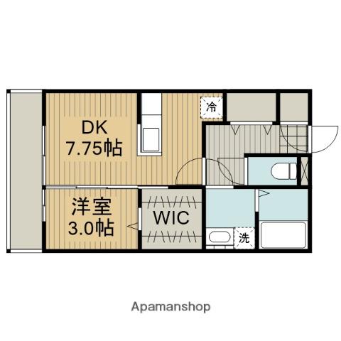 シャンボール(1DK/2階)の間取り写真
