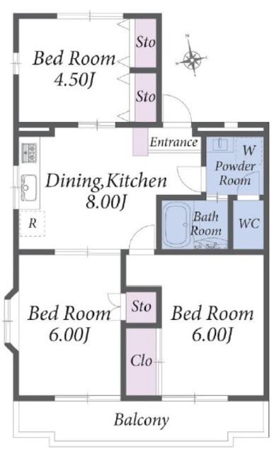 NINETY相模大野(3DK/3階)の間取り写真