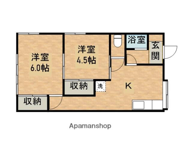 コーポ牧(2K/1階)の間取り写真