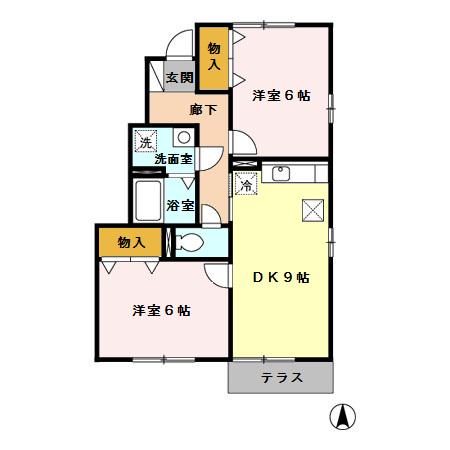 エスポワールみなみ野ABCDEFGHI(2DK/1階)の間取り写真