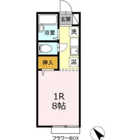たかおか荘(ワンルーム/2階)の間取り写真