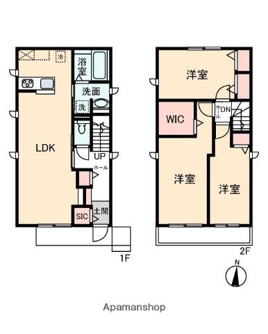 東急田園都市線 中央林間駅 徒歩6分 2階建 新築(3LDK)の間取り写真