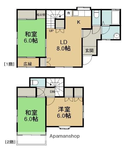 横浜線 相模原駅 徒歩5分 2階建 築42年(3LDK)の間取り写真