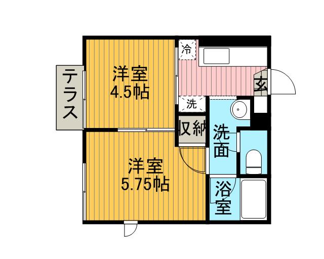 フラッツ金森(2K/2階)の間取り写真