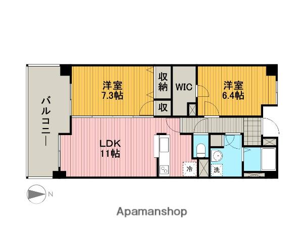 中央林間クラロⅡ(2LDK/2階)の間取り写真