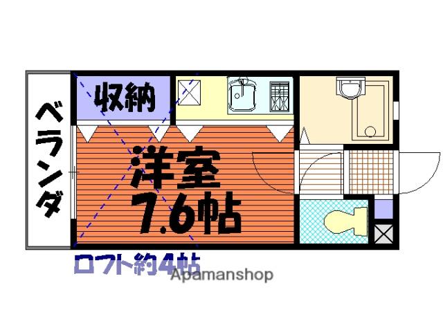 イーストウィング(ワンルーム/2階)の間取り写真