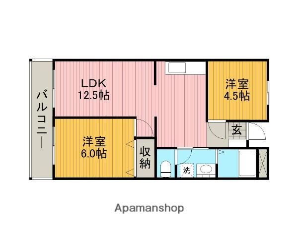 服部ビル(2LDK/3階)の間取り写真