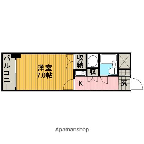 シングルハイツ相模大野 5階階 間取り