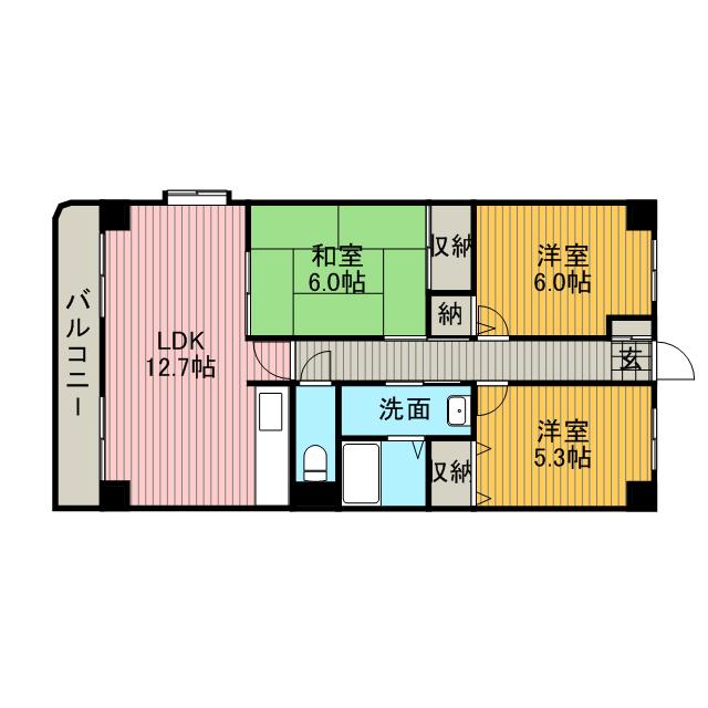 エスポワール ルーチェ(3LDK/3階)の間取り写真