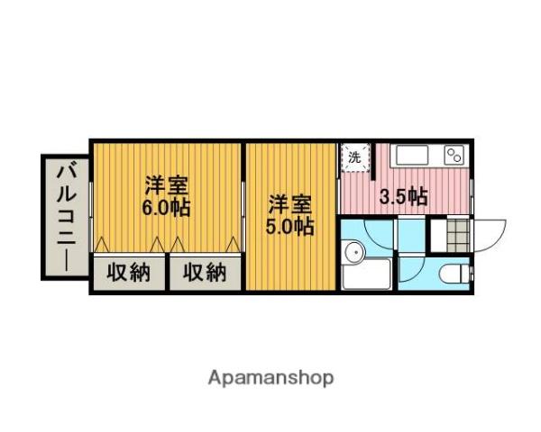 サニーヒルズ(2K/2階)の間取り写真
