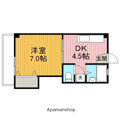 京浜都市ビル(1DK/3階)の間取り写真