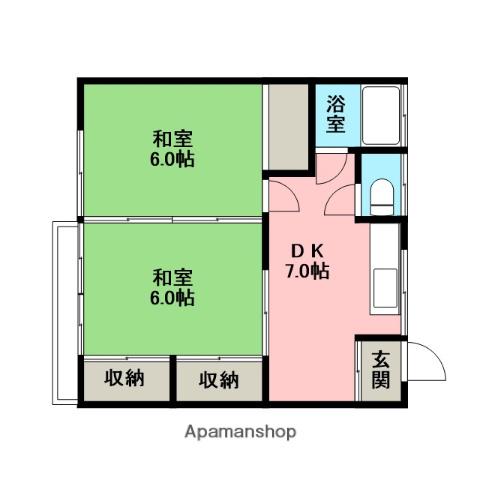 シルバーハイツ(2DK/2階)の間取り写真