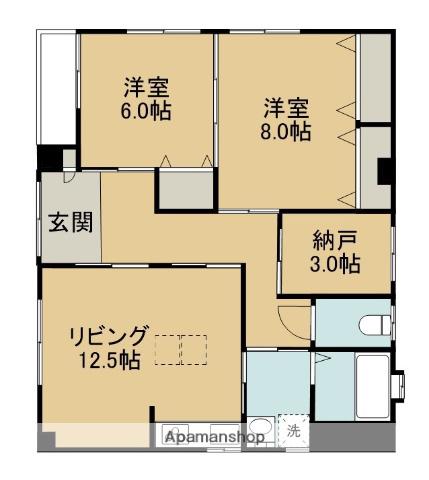 横浜線 矢部駅 徒歩12分 3階建 築28年(2SLDK/1階)の間取り写真