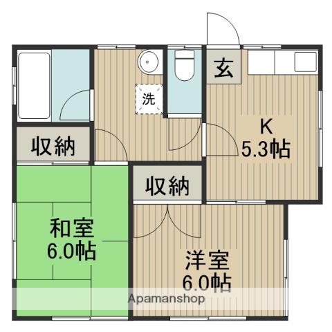 グリーンリーフ相模大野(2K/2階)の間取り写真