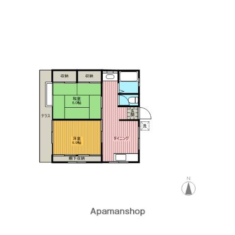 モリヤコーポ(2DK/1階)の間取り写真
