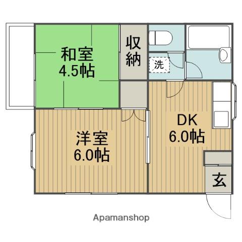 ドミール(2DK/2階)の間取り写真