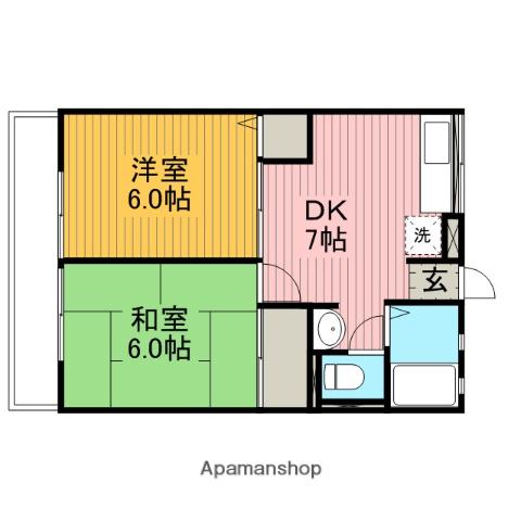 シティハイム コンフォート御園(2DK/2階)の間取り写真