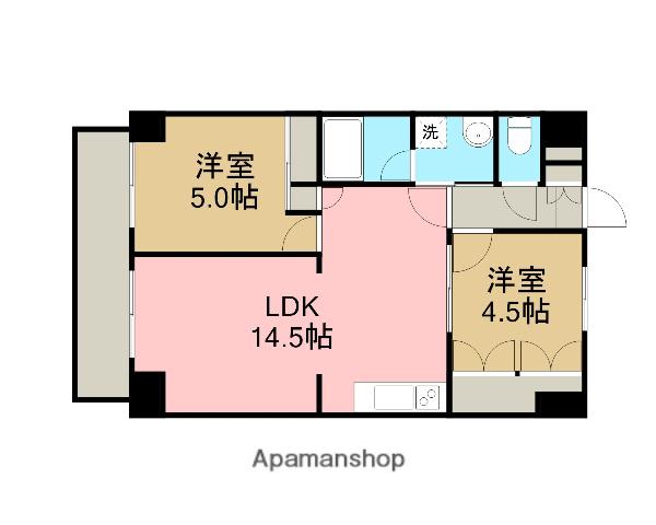 スカイハイツ星ガ丘(2LDK/9階)の間取り写真