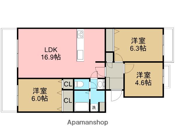 コンフォート橋本(3LDK/2階)の間取り写真