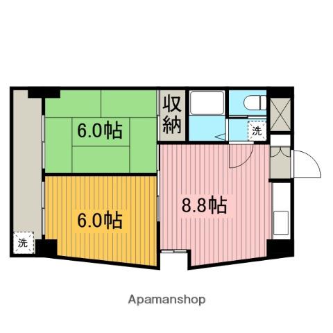 ホワイトヴィラ相模原2(2DK/2階)の間取り写真